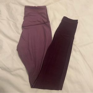 Lululemon Align high rise pant 28’, size 4, ombré purple.